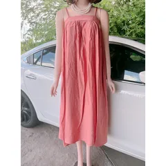 đầm 2 dây maxi đi biển chất thô đẹp Đầm maxi hai dây ôm ngực quyến rũ váy hai dây sang chảnh vải đũi mềm mát