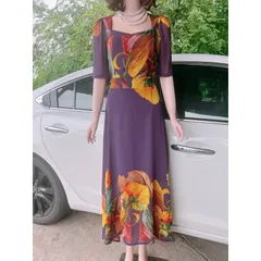 Đầm Trung Niên  Đầm Xòe Dáng Dài Quý Bà   Đầm Xòe Trung Niên Size Lớn In Hoa  Giá 290k, người ta đang bán gần 8xx