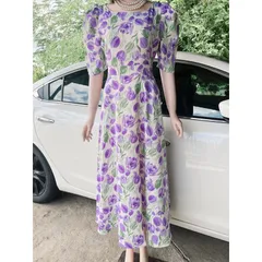 Đầm xòe hoa dáng dài cao cấp sang chảnh Giá 299k Hàng có sẵn giao ngay Chất liệu lụa mango cao cấp Đủ size