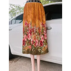 Chân Váy Xếp Ly Dài  In Họa Tiết hoa siêu đẹp Giá 199k Hàng có sẵn giao ngay Xếp ly siêu đẹp siêu sang Lưng eo co giãn