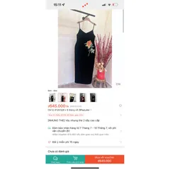 Váy nhung thêu hoa hồng sang trọng [NHUNG THE] Váy nhung the 2 dây cao cấp Giá 390k, người ta đang bán gần 7xx