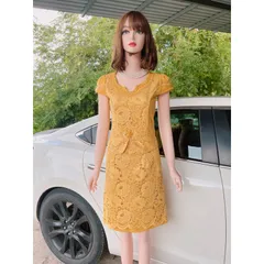 Đầm ren đính kết ngọc siêu đẹp Giá 350k Hàng có sẵn giao ngay Chất liệu ren phối umi co giãn dễ chịu