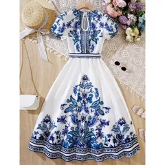 Váy xoè đai eo dáng maxi in hoạ tiết cao cấp Xinh sang xịn mịn giá 350k hàng có sẵn giao ngay đủ size