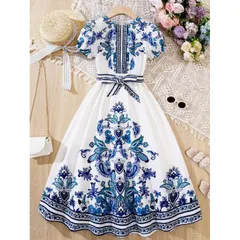 Váy xoè đai eo dáng maxi in hoạ tiết cao cấp Xinh sang xịn mịn giá 350k hàng có sẵn giao ngay đủ size
