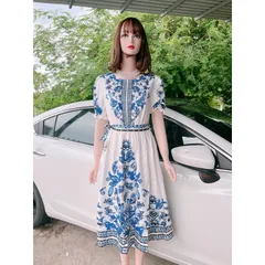 Váy xoè đai eo dáng maxi in hoạ tiết cao cấp Xinh sang xịn mịn giá 350k hàng có sẵn giao ngay đủ size