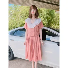 Bộ Nữ Vintage Váy Dài Phong Cách Pháp Cổ Chữ V Nữ Thanh Lịch Bộ Áo Cổ Chữ V Phối Bèo + Chân Váy Dài Phong Cách Pháp