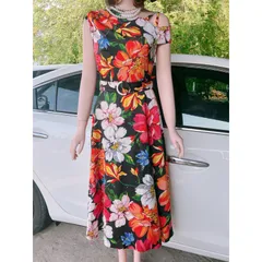Đầm lụa  satin lệnh vai màu hoa sang trọng, trẻ trung tôn dáng cho quý cô đi tiệc đi chơi Giá 400k / đầm Hàng chính chủ