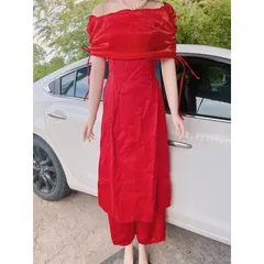 ÁO DÀI CHẤT LIỆU TAPTA PHỐI Tơ, MAY CÁCH ĐIỆU VÔ CÙNG SANG CHẢNH Màu đỏ - Chất liệu tapta phối tơ, không xô lệch