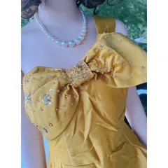 ĐẦM XÒE TAPTA NƠ ĐÍNH CƯỜM DÁNG NGẮN - chất liệu tapta - mặc đi tiệc , đi chơi đều đẹp -size S , M Hàng có sẵn giao ngay