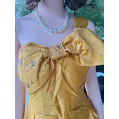 ĐẦM XÒE TAPTA NƠ ĐÍNH CƯỜM DÁNG NGẮN - chất liệu tapta - mặc đi tiệc , đi chơi đều đẹp -size S , M Hàng có sẵn giao ngay