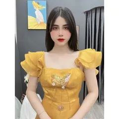 Đầm dự tiệc đính kết cao cấp màu Vàng  Hàng mới về ĐẦM MIDI CÁNH TIÊN VÀNG  ĐÍNH KIM SA Giá 390k Hàng có sẵn giao ngay