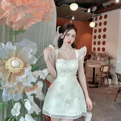 dam nữ dáng ngắn chất tapta thiết kế cổ vuông đính hạt sang chảnh đầm dự tiệc đi chơi sành điệu, có sẵn quần và mút