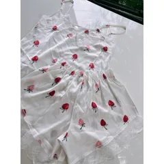 Bộ ngủ 2 dây lụa phối ren cách điệu chất mềm mịn thoáng mát mặc nhà hàng xuất Cao Cấp Giá 190k Hàng có sẵn gia