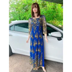 Đầm dạ hội  áo dài kim sa bên trong đã có váy nên không cần mua thêm quần  Hàng siêu đẹp, kim sa cầu kỳ sang trọng