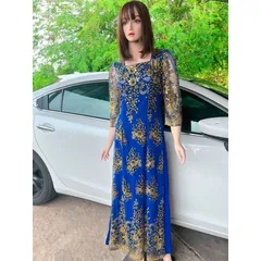 Đầm dạ hội  áo dài kim sa bên trong đã có váy nên không cần mua thêm quần  Hàng siêu đẹp, kim sa cầu kỳ sang trọng