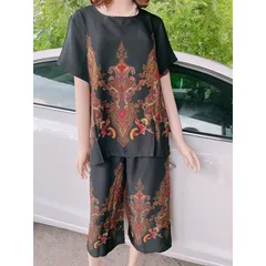 Đồ bộ trung niên, đồ bộ mặc ở nhà cho các mẹ quần lửng, chất lụa mango nhập ko nhăn Giá 190k Hàng có sẵn giao ngay