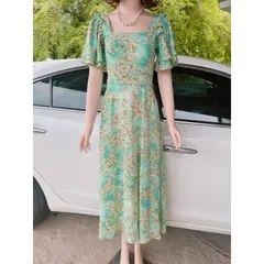 Đầm hoa tay cánh tien che tay , dáng dài Giá có sẵn giao ngay Dây kéo phía sau Chất liệu lụa mango cao cấp, có 2 túi