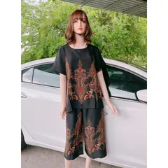 Đồ bộ trung niên, đồ bộ mặc ở nhà cho các mẹ quần lửng, chất lụa mango nhập ko nhăn Giá 190k Hàng có sẵn giao ngay