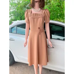 Đầm dự tiệc, công sở váy xoè đính ngọc  eo đính hoa nổi  Đủ size Giá 299k Hàng có sẵn giao ngay Màu nude Chất liệu umi
