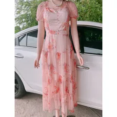 Đầm hoa có sẵn mút ngực dáng dài Giá 290k Hàng có sẵn giao ngay Chất liệu tơ 2 lớp nhẹ như mây Dây kéo phía sau