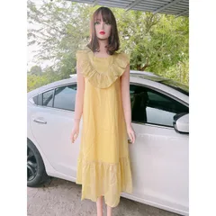 Đầm  họa tiết hoa trẻ trung - Đầm  dáng dài tạo điểm nhấn cho nàng, dây kéo phía sau Giá 290k Hàng có sẵn giao ngay