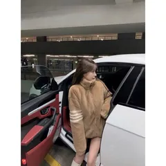 Áo khoác lông sọc tay  Áo khoác ngoài unisex phom rộng kiểu dáng Hàn quốc trẻ trung, năng động  Áo Khoác Lông Lông Mịn