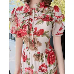Đầm hoa hồng siêu đẹp maxi dài Dây kéo phía sau Giá 299k Hàng có sẵn giao ngay Có dây buột eo theo dáng người Đủ size