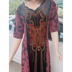 Đầm dạ hội trung niên chất nhũ kim sa ép đá co giãn cực tốt cho mẹ dự tiệc sang trọng bigsize 80KG Giá 390k