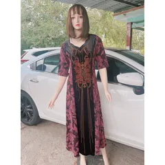 Đầm dạ hội trung niên chất nhũ kim sa ép đá co giãn cực tốt cho mẹ dự tiệc sang trọng bigsize 80KG Giá 390k