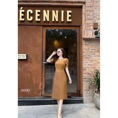 Đầm Xòe Dáng Dài Thiết Kế Cổ Đính Cườm Phong Cách Sang Trọng  Maù nâu tây  Giá 290k Hàng có sẵn giao ngay
