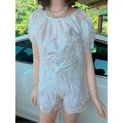 Set Đồ Nữ Babydoll Phối Ren Thêu Xinh Xắn  Chất liệu: Lụa thái mềm mịn , nhẹ , siêu mát Đường chỉ may tinh tế