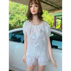 Set Đồ Nữ Babydoll Phối Ren Thêu Xinh Xắn  Chất liệu: Lụa thái mềm mịn , nhẹ , siêu mát Đường chỉ may tinh tế