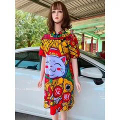 đầm hoạ tiết có kèm thêm ảnh chụp thật tone màu diện vô cùng thoải mái tự tin  diện đi làm đi chơi, tiệc tùng , du lịch,