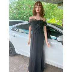 đầm dạ hội rớt vai cao cấp ( hình thật ) đính đá Giá 420k Chất liệu thun nhập Anh cao cấp Hàng coa sẵn giao ngay 2XL