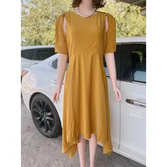 Đầm đuôi cá cách điệu màu vàng Giá 330k Hàng cao cấp sang trọng Hàng có sẵn giao ngay XL Dưới 70k