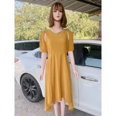 Đầm đuôi cá cách điệu màu vàng Giá 330k Hàng cao cấp sang trọng Hàng có sẵn giao ngay XL Dưới 70k