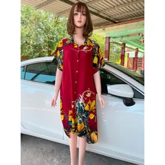 Đầm midi cổ sơ mi  tay ngắn có nút cài in họa tiết phong cách vintage thời trang dành cho nữ Giá 290k Hàng có sẵn