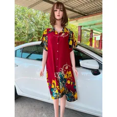 Đầm midi cổ sơ mi  tay ngắn có nút cài in họa tiết phong cách vintage thời trang dành cho nữ Giá 290k Hàng có sẵn