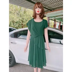 Đầm Xếp Ly Phong Cách Thời Trang Pháp  Giá 299k Hàng coa sẵn giao ngay Mày xanh Chất liệu 2 lớp Coa sẵn mút ngực