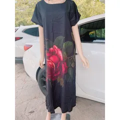 Đầm Tay Ngắn Cổ Tròn Dáng Rộng In Hoa 3D Xinh Xắn Cho Nữ, có dây buộc eo mặc được 2 kiểu Giá 290k Hàng có sẵn giao ngay