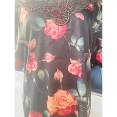 Áo Lụa Nữ Trung Niên Hoạ Tiết Hoa Đính Đá Sang Trọng Free size 50-65kg Size 2XL Giá 190k Hang có sẵn giao ngay