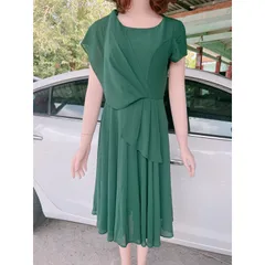 Đầm Xếp Ly Phong Cách Thời Trang Pháp  Giá 299k Hàng coa sẵn giao ngay Mày xanh Chất liệu 2 lớp Coa sẵn mút ngực