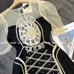 Đầm dự tiệc cao cấp 🌈tafta kết cườm ngọc🌈 tỉ mỉ tay lưới phồng cổ tròn xòe chữ A xẻ  đủ 3 màu Giá 360k