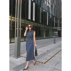 Đầm jeans sát nách gài nút cổ bẻ dáng dài xẻ tà trước! Giá 299k Hàng có sẵn giao ngay Hàng cao cấp xịn đẹp