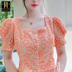 Set gồm áo + chân váy thiết kế họa tiết màu cam siêu đẹp Chất liệu : ren siêu sang ( hình thật chụp) Size M, 2L