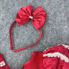 Đầm công chúa elsa siêu bồng kèm cài tóc băng đô  - Chất liệu vải: cotton, ren in bông tuyết cực xinh