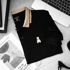Áo Polo Nam Cổ Bẻ Tedear, Áo Thun Nam Vải Cá Sấu Cotton Cao Cấp Với màu đen, xanh đen và màu kem Giá 190k