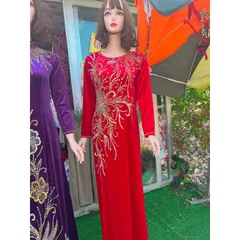 Áo daì nhung đính kêt siêu đẹp Hàng chụp thật 100% Size 2XL Hàng siêu đẹp tỉ mỉ Giá 400k/ áo dài đính kết ( quần 90k