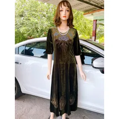 Đầm trung niên cho mẹ dự tiệc sang trọng chất vải nhung tuyết mềm mịn chống nhăn ép đá cao cấp Giá 380k