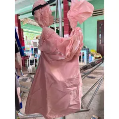 Đầm thời trang nữ mặc đi chơi chất tapta đính cườm vai bèo Giá 320k Hàng có sẵn giao ngay Eo dưới 70cm